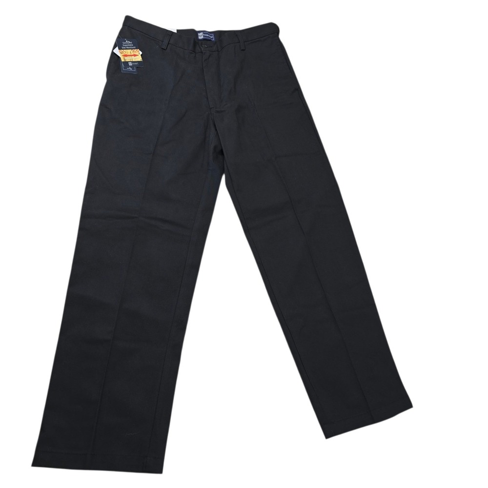 Blue Generation Mens‎ Black Chino Pants Classic Fit Flat Front Size 34x30